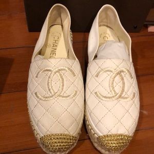 NWT Chanel White/gold woman espadrilles eu36